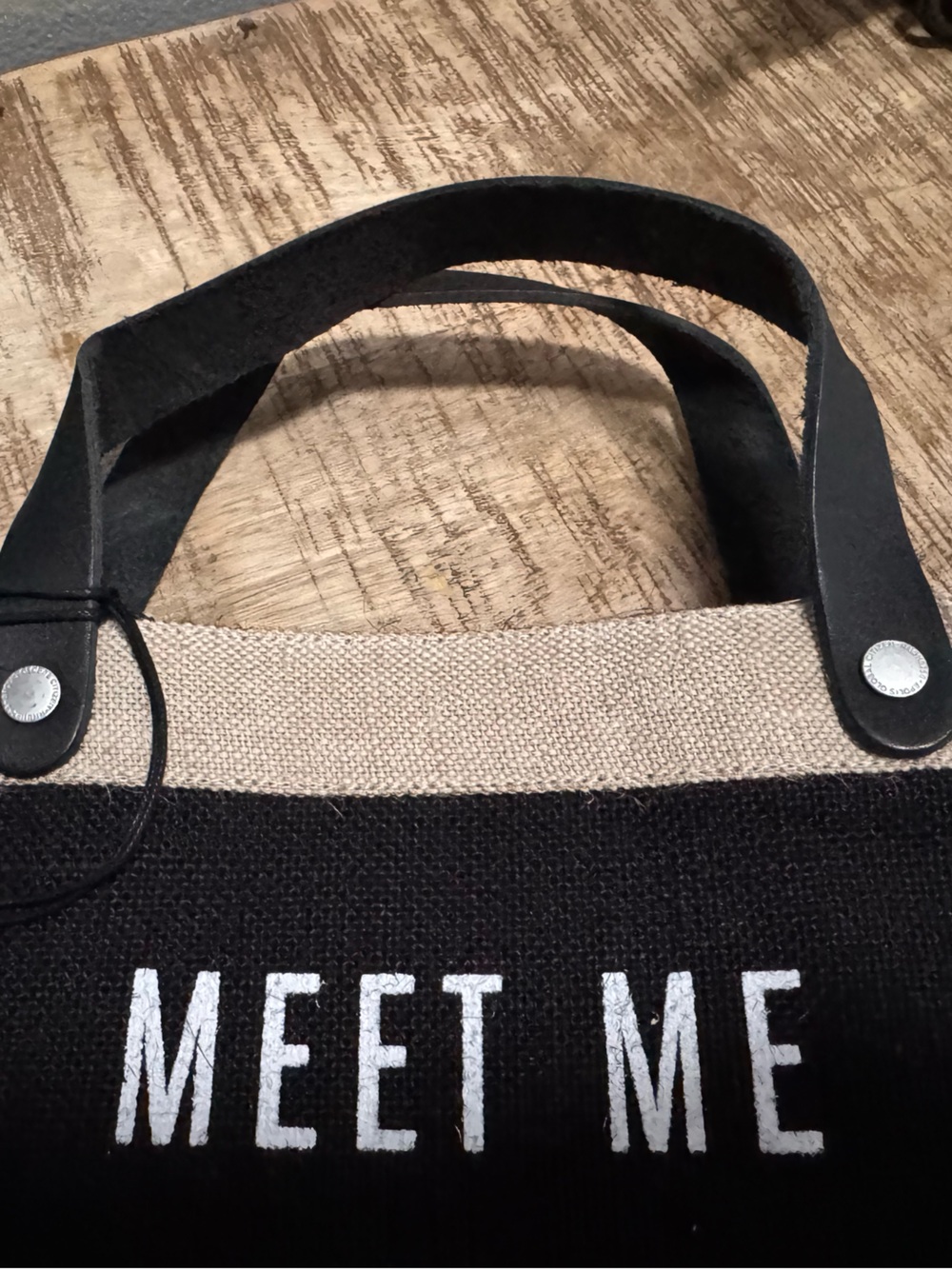 Meet Me At The Plaza Black & Natural Tote Bag NWTO - Picture 9 of 14